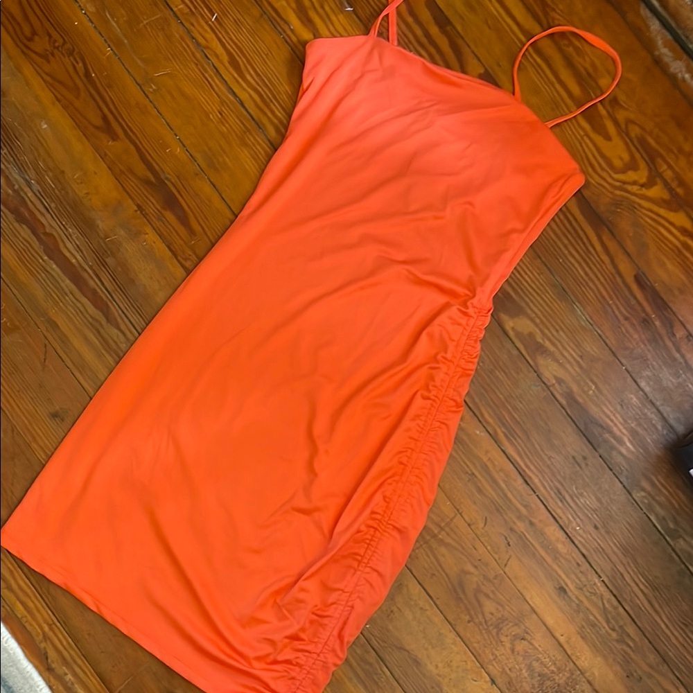 Divided Orange Ruched Dress